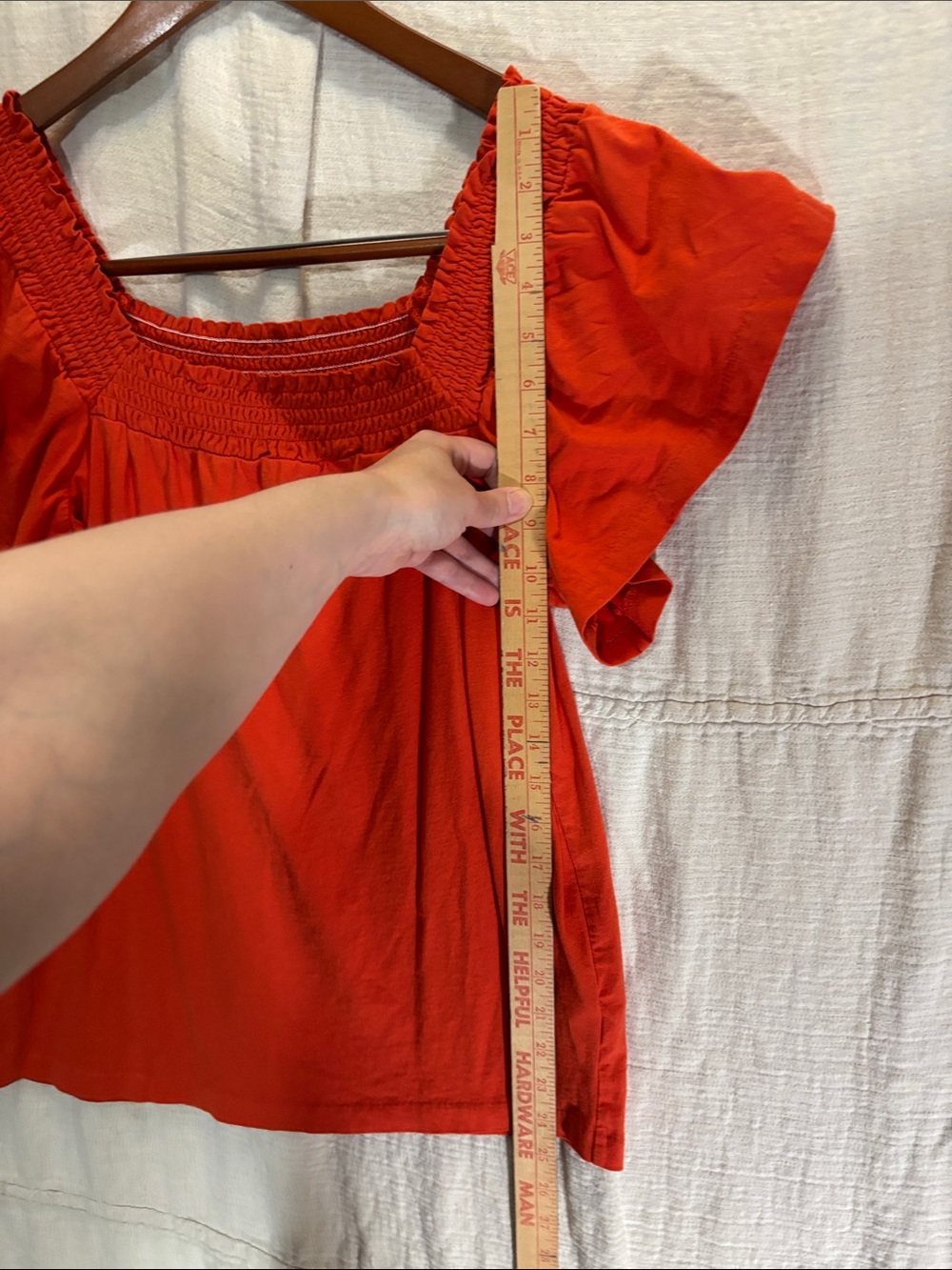 J. Crew Bright Burnt Orange Smocked Blouse 100% Cotton - Picture 6 of 8